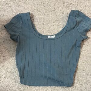 Ribbed Blue Top